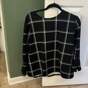 H&M Black and White Grid Blouse